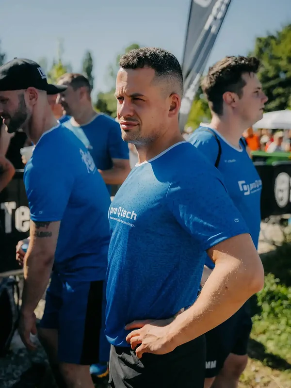 In team jerseys at the charity run